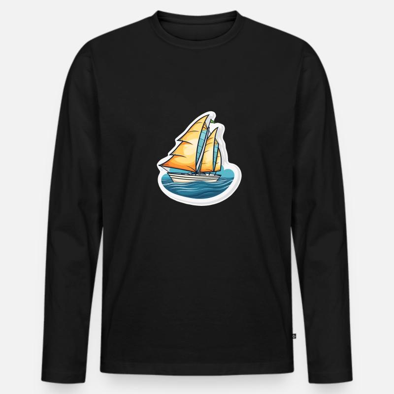 Segelboot - Illustration - Männer Premium Bio Langarmshirt - Schwarz
