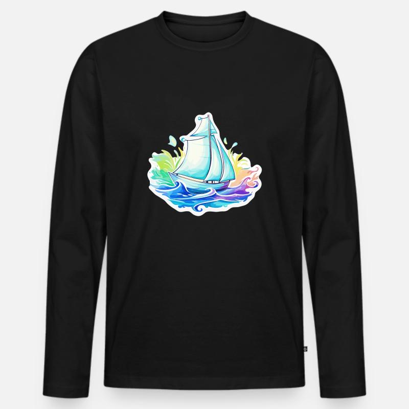 Segelboot - Illustration - Männer Premium Bio Langarmshirt - Schwarz