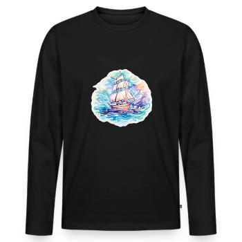 Segelboot - Illustration - Männer Premium Bio Langarmshirt - Schwarz - Vorne - Nico (187cm)