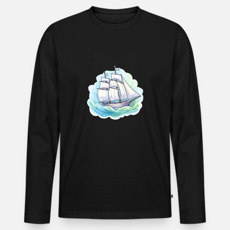 Segelboot - Illustration - Männer Premium Bio Langarmshirt - Schwarz