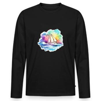 Segelboot - Illustration - Männer Premium Bio Langarmshirt - Schwarz - Vorne - Nico (187cm)