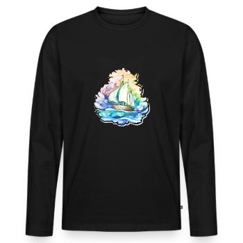 Segelboot - Illustration - Männer Premium Bio Langarmshirt - Schwarz - Vorne - Nico (187cm)