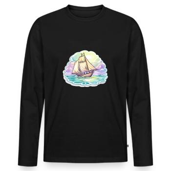 Segelboot - Illustration - Männer Premium Bio Langarmshirt - Schwarz - Vorne - Nico (187cm)