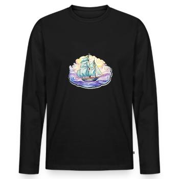 Segelboot - Illustration - Männer Premium Bio Langarmshirt - Schwarz - Vorne - Nico (187cm)