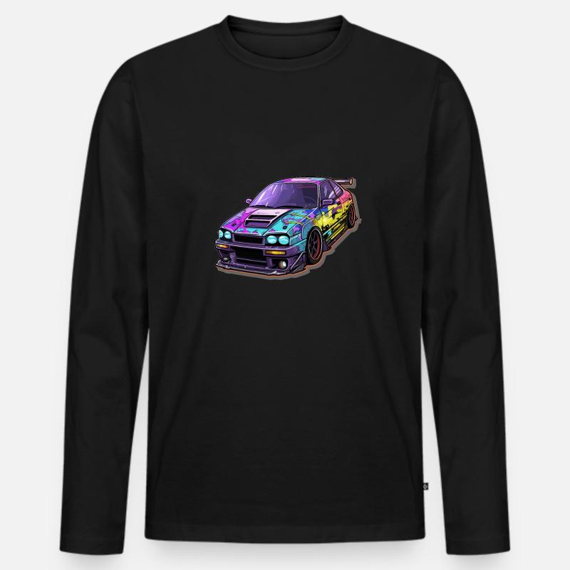 Auto - Illustration - Männer Premium Bio Langarmshirt - Schwarz