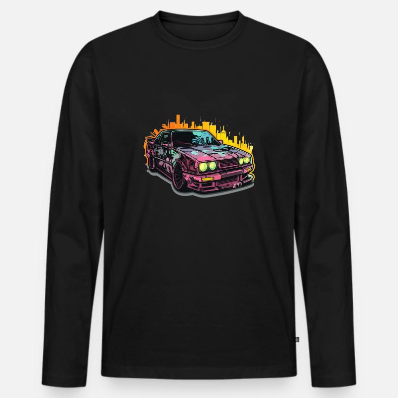 Auto - Illustration - Männer Premium Bio Langarmshirt - Schwarz