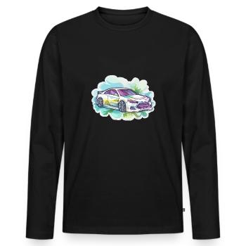 Auto - Illustration - Männer Premium Bio Langarmshirt - Schwarz - Vorne - Nico (187cm)