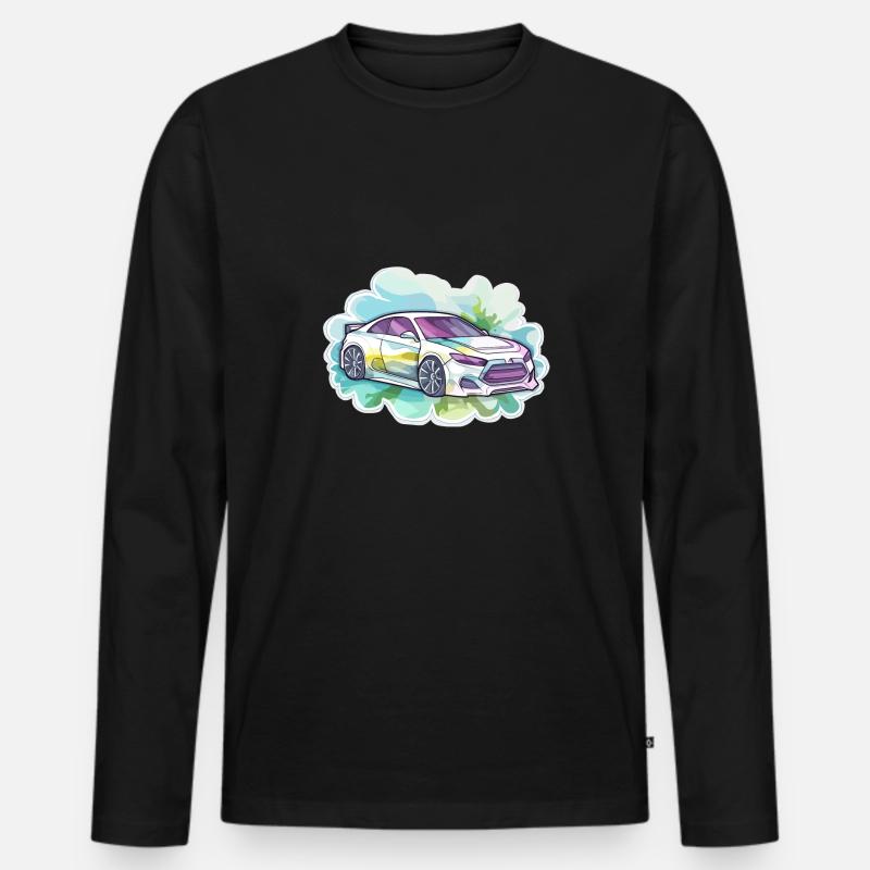Auto - Illustration - Männer Premium Bio Langarmshirt - Schwarz