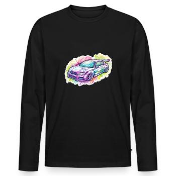 Auto - Illustration - Männer Premium Bio Langarmshirt - Schwarz - Vorne - Nico (187cm)