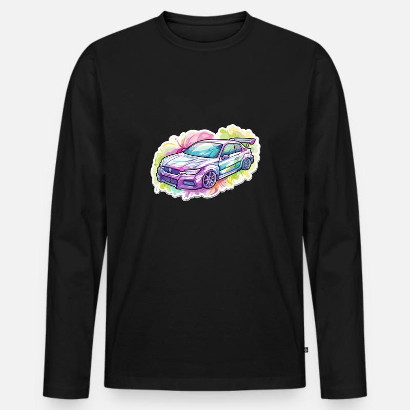 Auto - Illustration - Männer Premium Bio Langarmshirt - Schwarz