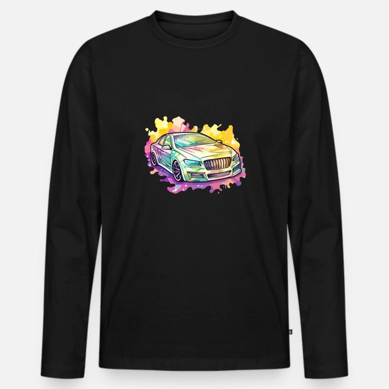Auto - Illustration - Männer Premium Bio Langarmshirt - Schwarz