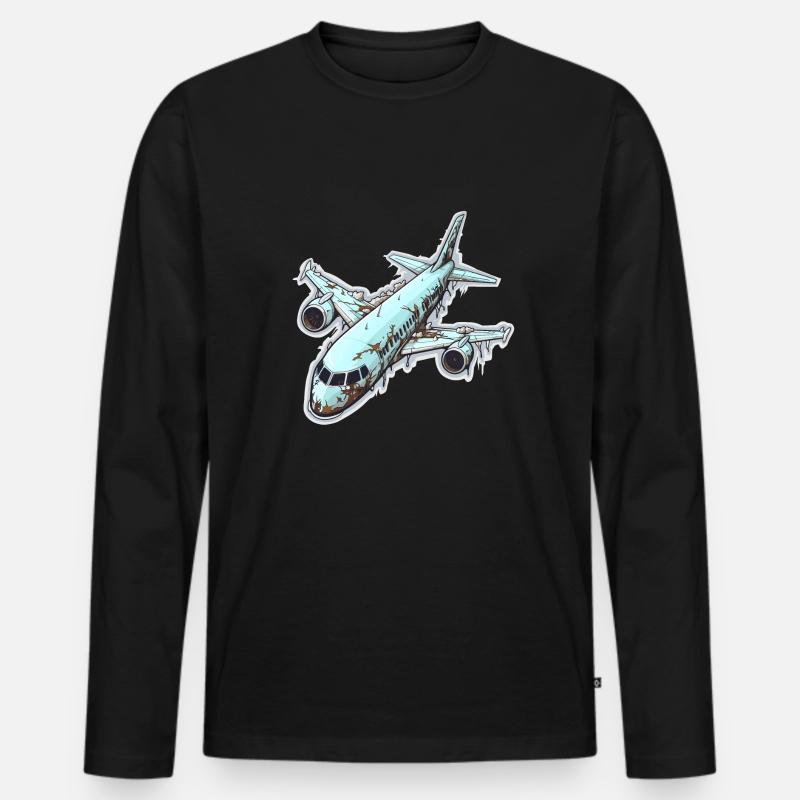 Flugzeug - Illustration - Männer Premium Bio Langarmshirt - Schwarz