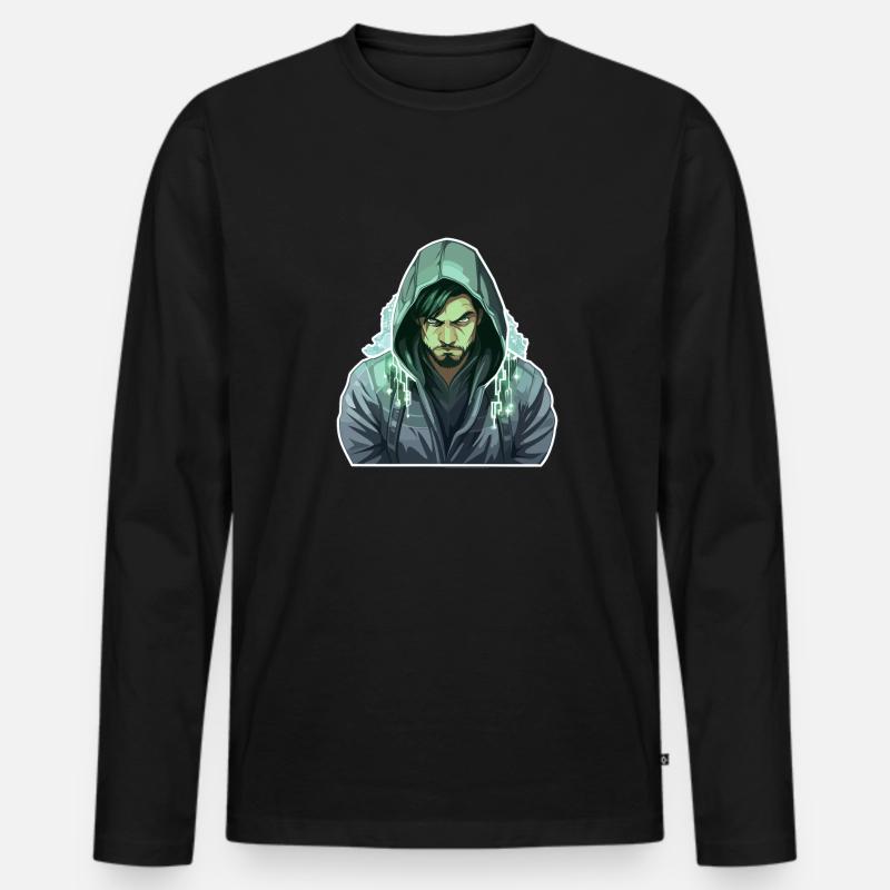 Ethical Hacker - Illustration - Männer Premium Bio Langarmshirt - Schwarz