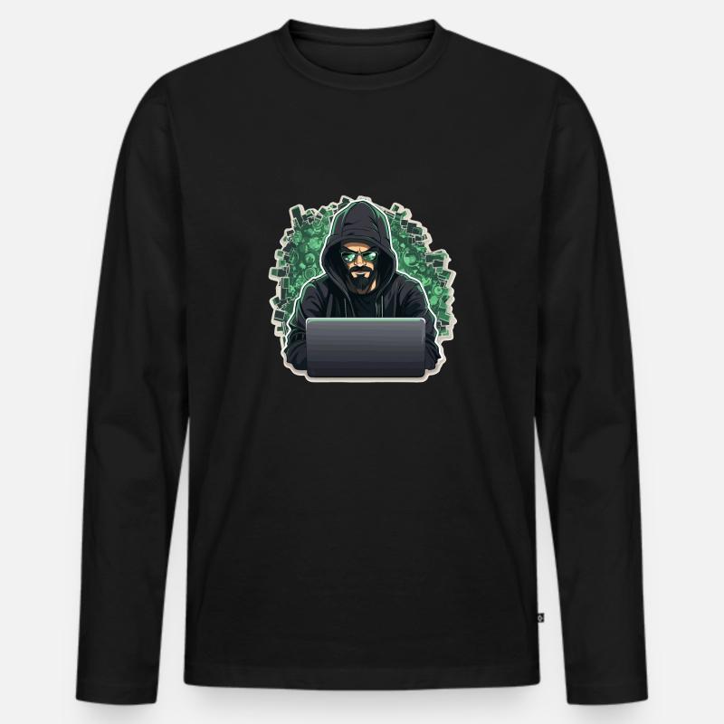Ethical Hacker - Illustration - Männer Premium Bio Langarmshirt - Schwarz