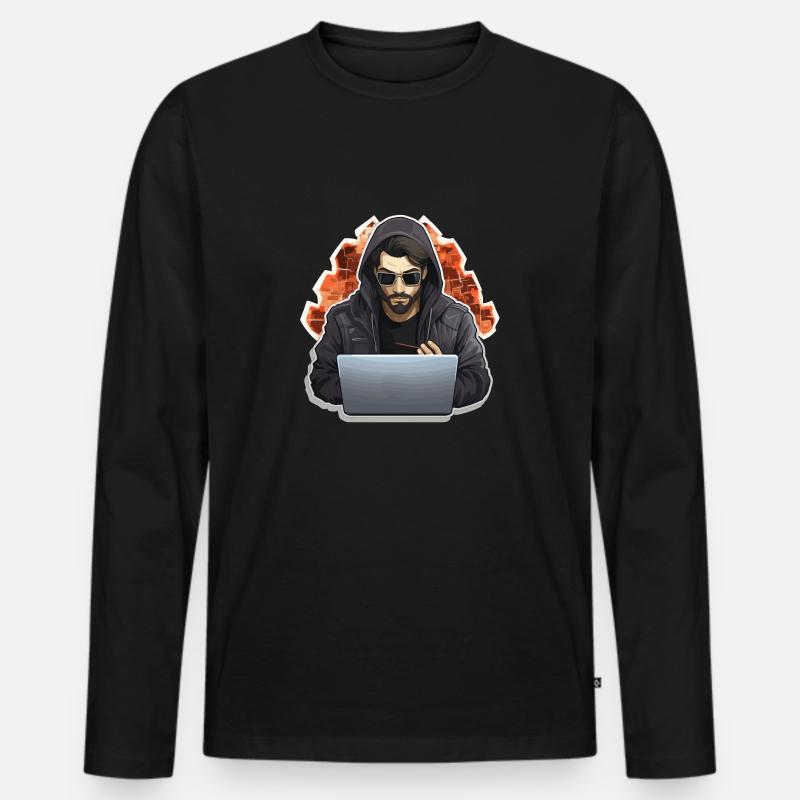 Ethical Hacker - Illustration - Männer Premium Bio Langarmshirt - Schwarz