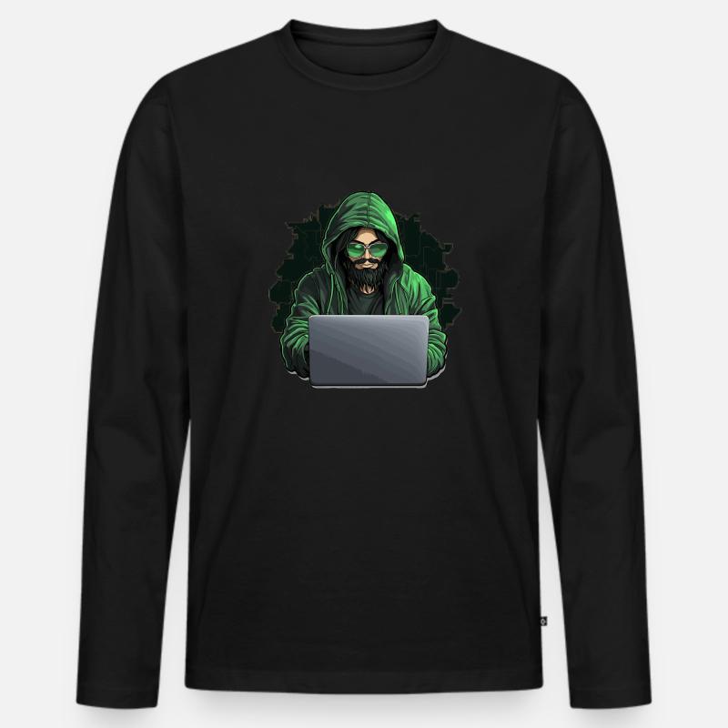 Ethical Hacker - Illustration - Männer Premium Bio Langarmshirt - Schwarz
