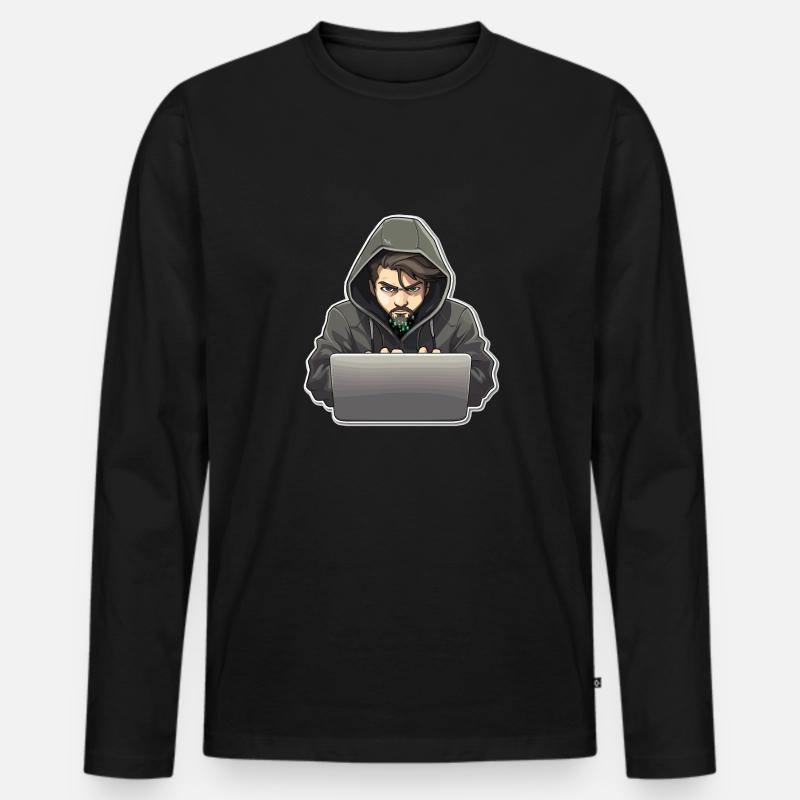 Ethical Hacker - Illustration - Männer Premium Bio Langarmshirt - Schwarz