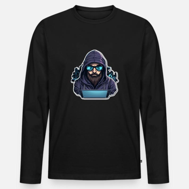 Ethical Hacker - Illustration - Männer Premium Bio Langarmshirt - Schwarz