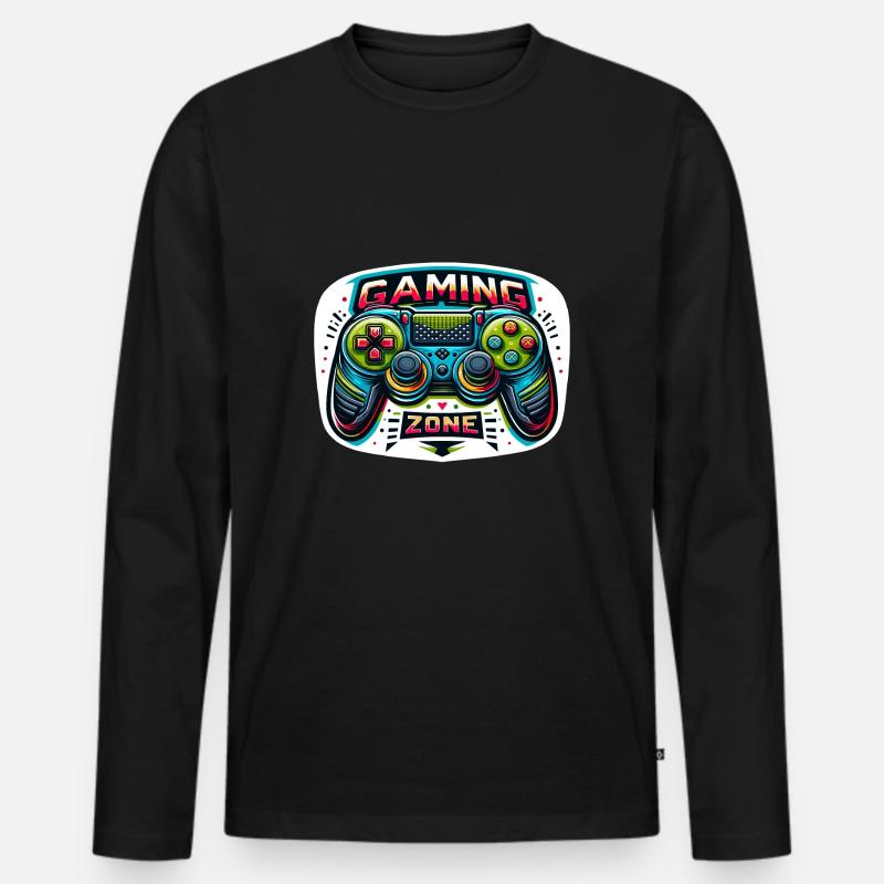 Gaming Zone - Controller Illustration - Männer Premium Bio Langarmshirt - Schwarz