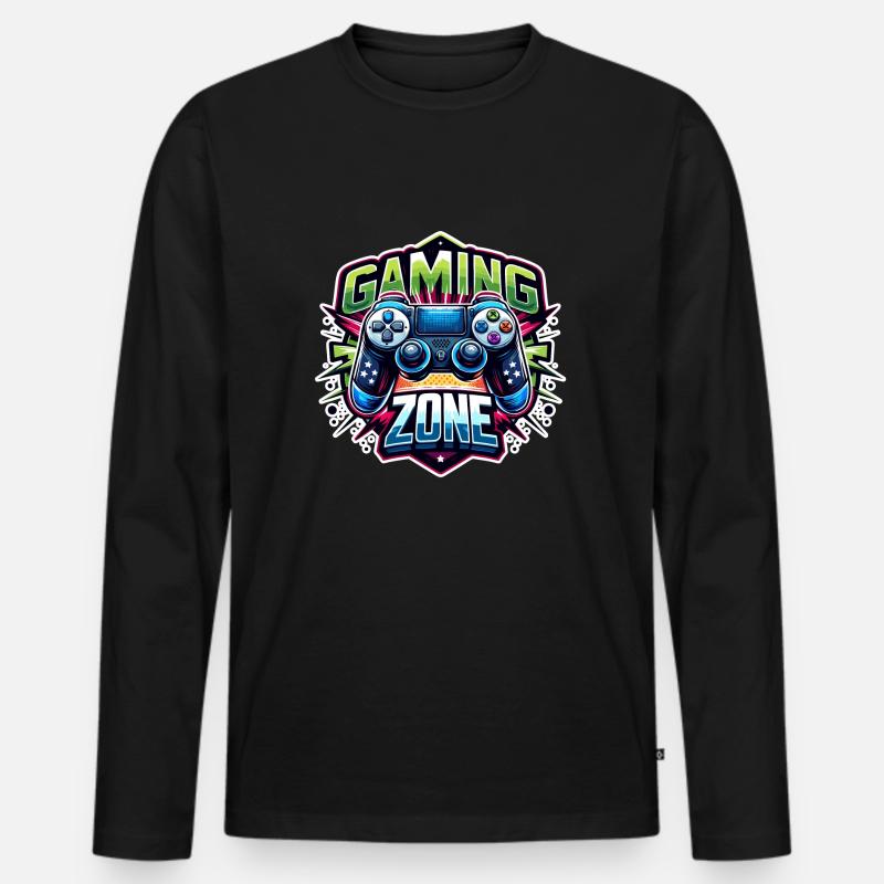Gaming Zone - Controller Illustration - Männer Premium Bio Langarmshirt - Schwarz
