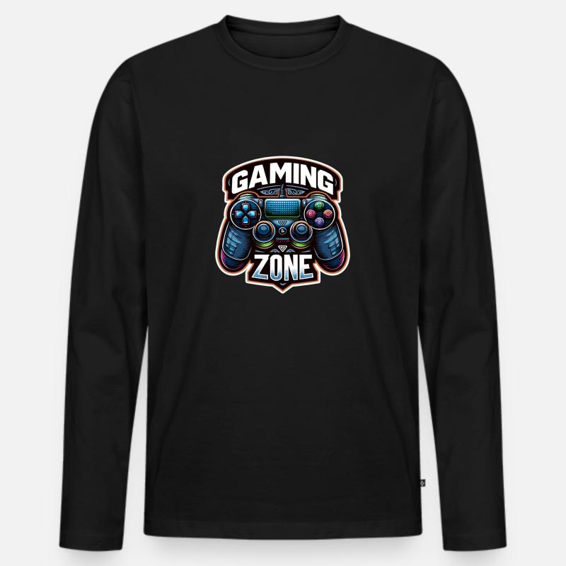 Gaming Zone - Controller Illustration - Männer Premium Bio Langarmshirt - Schwarz