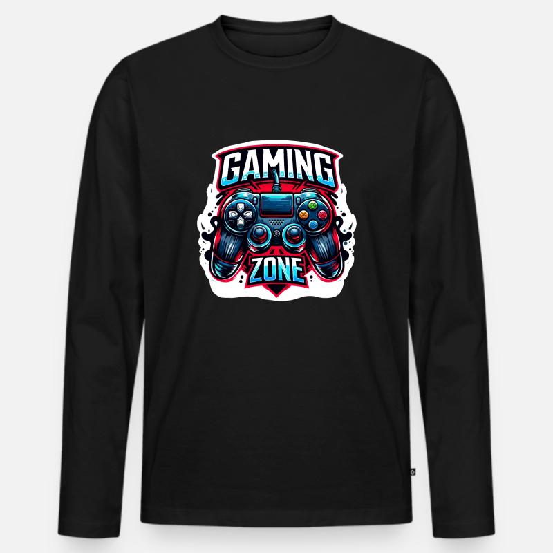 Gaming Zone - Controller Illustration - Männer Premium Bio Langarmshirt - Schwarz