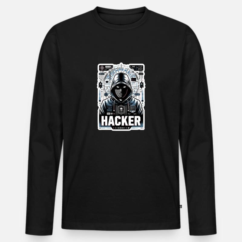 Hacker - Illustration - Männer Premium Bio Langarmshirt - Schwarz