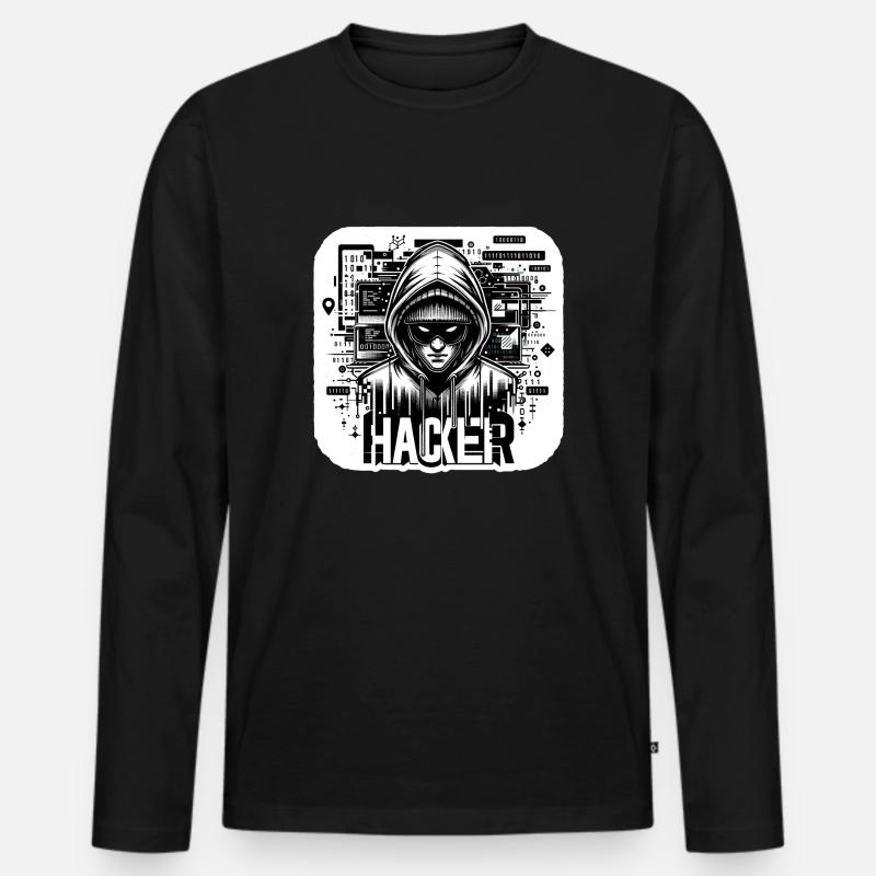Hacker - Illustration - Männer Premium Bio Langarmshirt - Schwarz