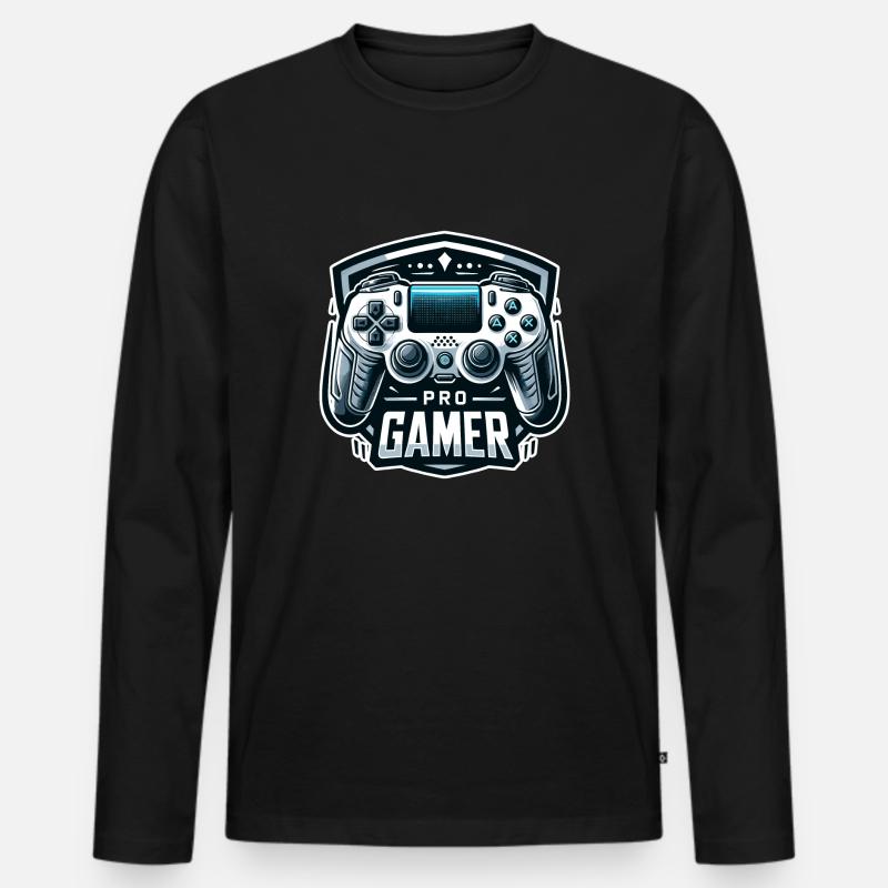 Pro Gamer - Controller Illustration - Männer Premium Bio Langarmshirt - Schwarz