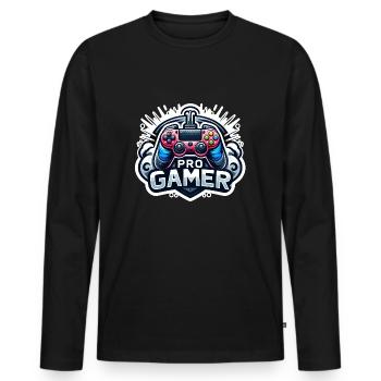 Pro Gamer - Controller Illustration - Männer Premium Bio Langarmshirt - Schwarz - Vorne - Nico (187cm)