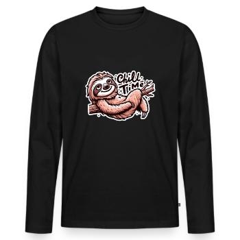 Chill Time - Sloth Illustration - Men's Premium Organic Long Sleeve Shirt - black - Front - Nico (187cm)