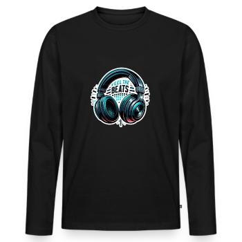 Feel the Beats - Headphones Illustration - Men's Premium Organic Long Sleeve Shirt - black - Front - Nico (187cm)