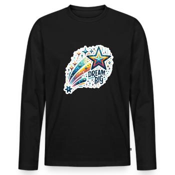 Dream Big - Sternschnuppe Illustration - Männer Premium Bio Langarmshirt - Schwarz - Vorne - Nico (187cm)