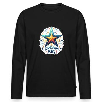 Dream Big - Sternschnuppe Illustration - Männer Premium Bio Langarmshirt - Schwarz - Vorne - Nico (187cm)