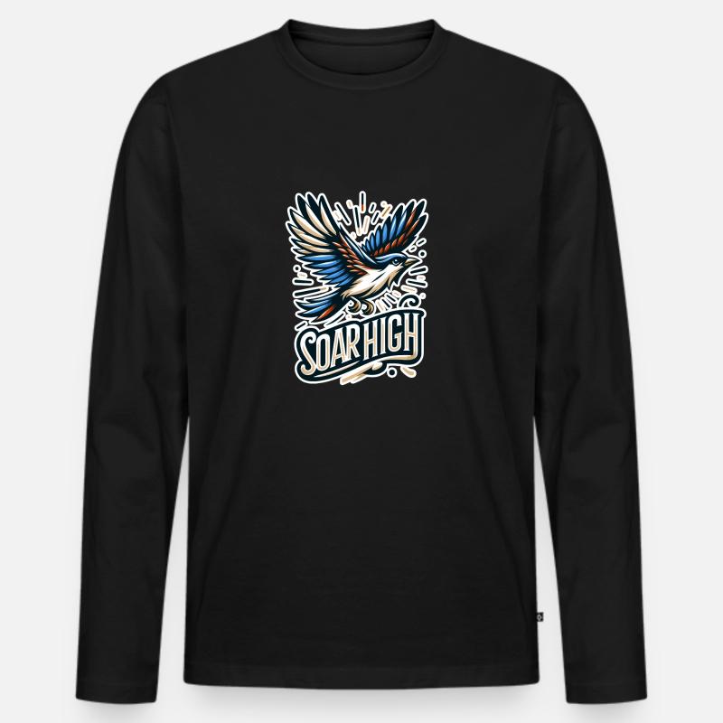 Soar High - Vogel Illustration - Männer Premium Bio Langarmshirt - Schwarz