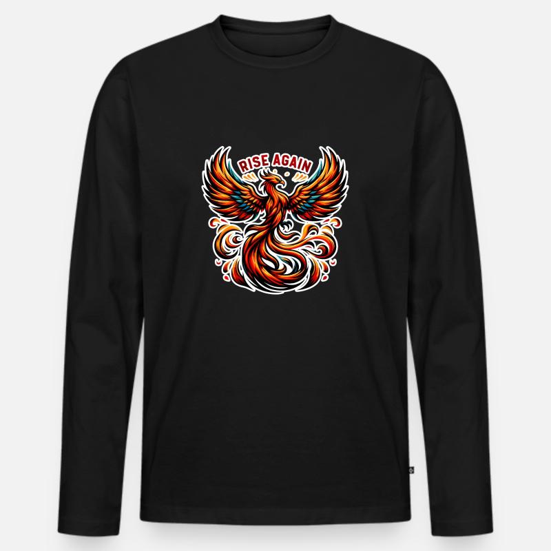 Rise Again - Phönix Illustration - Männer Premium Bio Langarmshirt - Schwarz