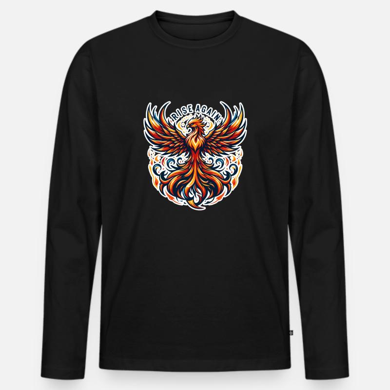 Rise Again - Phönix Illustration - Männer Premium Bio Langarmshirt - Schwarz