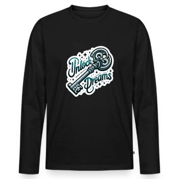 Déverrouiller les rêves - Illustration clé - T-shirt manches longues Premium bio Homme - noir - Devant - Nico (187cm)