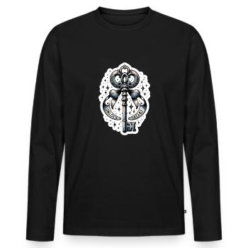 Déverrouiller les rêves - Illustration clé - T-shirt manches longues Premium bio Homme - noir - Devant - Nico (187cm)