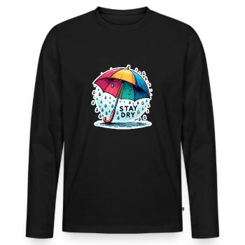 Stay Dry - Umbrella Illustration - Men's Premium Organic Long Sleeve Shirt - black - Front - Nico (187cm)