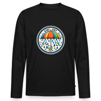 Stay Dry - Umbrella Illustration - Men's Premium Organic Long Sleeve Shirt - black - Front - Nico (187cm)