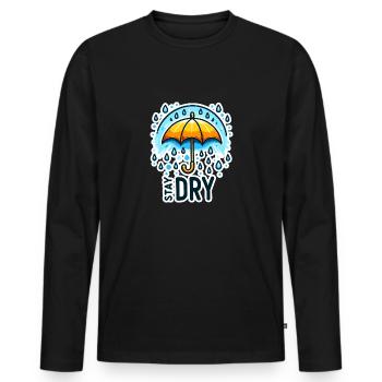 Stay Dry - Umbrella Illustration - Men's Premium Organic Long Sleeve Shirt - black - Front - Nico (187cm)