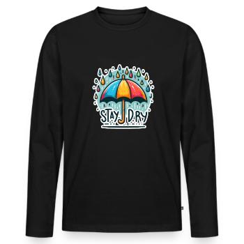 Stay Dry - Umbrella Illustration - Men's Premium Organic Long Sleeve Shirt - black - Front - Nico (187cm)