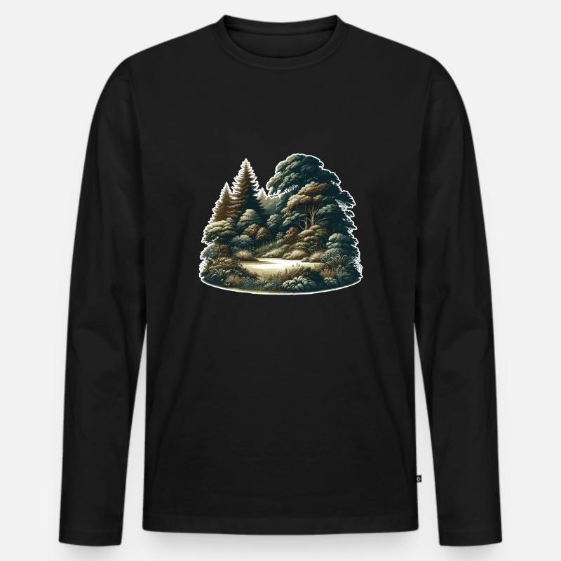 Landschaft - Illustration - Männer Premium Bio Langarmshirt - Schwarz