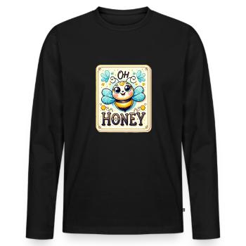 Oh Honey - Bees Illustration - Men's Premium Organic Long Sleeve Shirt - black - Front - Nico (187cm)