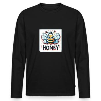 Oh Honey - Bees Illustration - Men's Premium Organic Long Sleeve Shirt - black - Front - Nico (187cm)