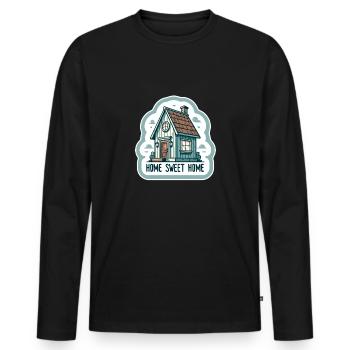 Home Sweet Home - House Illustration - Men's Premium Organic Long Sleeve Shirt - black - Front - Nico (187cm)