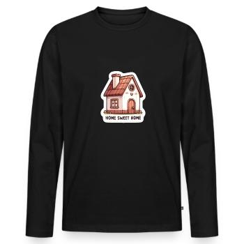 Home Sweet Home - House Illustration - Men's Premium Organic Long Sleeve Shirt - black - Front - Nico (187cm)