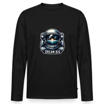 Dream Big - Astronaut Illustration - Männer Premium Bio Langarmshirt - Schwarz - Vorne - Nico (187cm)