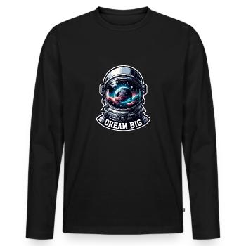Dream Big - Astronaut Illustration - Männer Premium Bio Langarmshirt - Schwarz - Vorne - Nico (187cm)